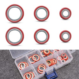 DACIRTY 30 PCS A/C Gasket O-Ring, High Temperature Resistant Air Conditioning Compressor Cooling Pump Seals, Multi-Specification Leak-Proof Gaskets Combo Set, Universal for Most Cars Trucks (Red)