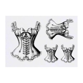 Azeeda 4 x 'Vintage Korsett' Temporäre Tattoos - Wasserfest, Hautfreundlich & Ungiftig · Transfers in Verschiedenen Größen (TO00082914)