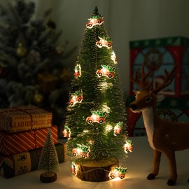 Joygoods 2 Pack Battery Operated Christmas Lights for Tree Decorations，7ft 20 LEDs Farmhouse Truck String Lights for Indoor Christmas Tree Garland Decor（Warm White）