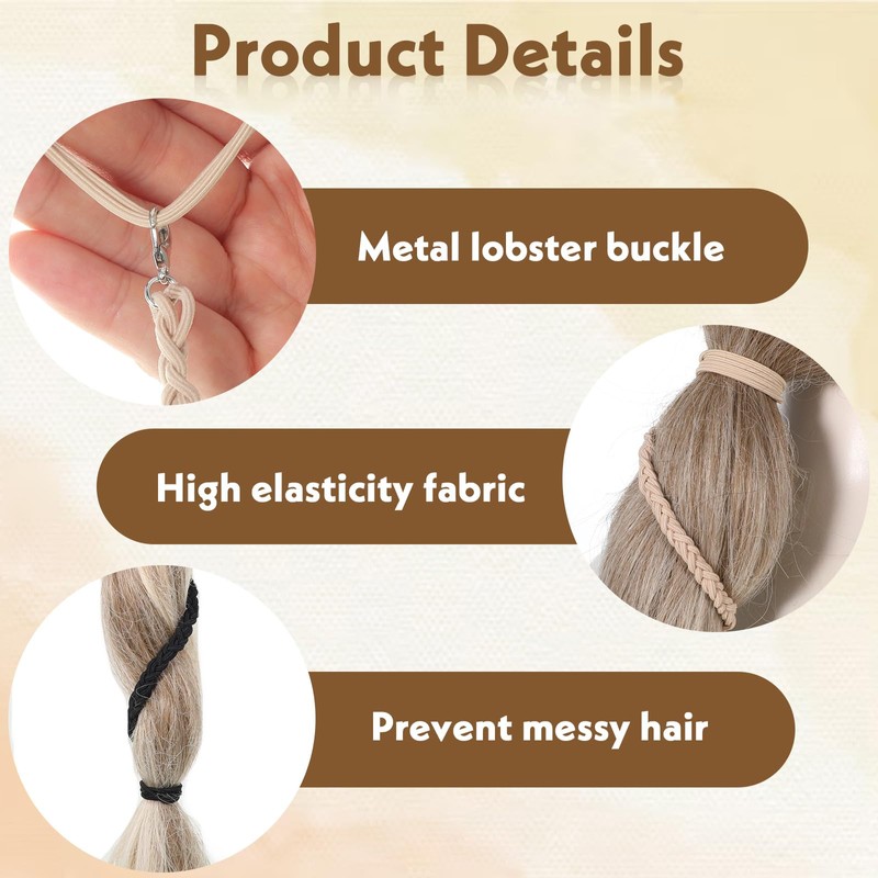 3 Packs 16" Spiral Hair Tie Elastic Braided Hair Ties