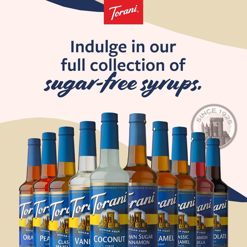 Torani Sugar Free Coffee Syrup, Belgian Cookie Flavoring for Drinks,