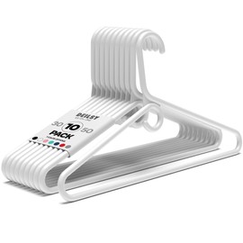 DEILSY™ White Plastic Hangers - White Super Heavy Duty Clothes Hanger, Thick Strong Standard Closet Plastic Hangers with Hook for Scarves and Belts - Pack of 10