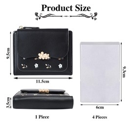 1 Piece Printed Purse, 4 Pieces Clear Card Holder, Women's Purse, Women's Mini Purse, Women's Travel Wallet, Flat Wallet, Women's Card Holder, black, Modern