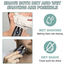 Rasierer Herren Elektrisch, Mini Elektrorasierer Herren mit LED-Anzeige, Multifunktionaler Elektrischer Rasierer Herren, Tragbarer Nass und Trockenrasierer Elektrisch für Damen und Herren, Shaver Men