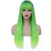 BERON Green Ombre Wigs Straight Long Hair Wigs with Bangs