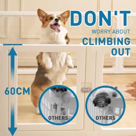 Citylife Dog Playpen with Door Clear Pet Playpen for Indoor Outdoor Easy to Install and Remove Puppy Playpen for Dogs, Cats, Bunnies, Pigs, 10 Panels