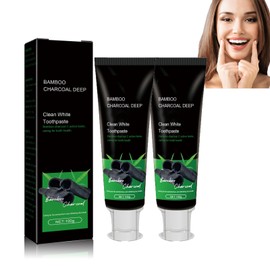 Dyceittdia 2pcs Bamboo Charcoal Deep Toothpaste, Bambuskohle-Zahnpasta, Bambuskohle Tiefenzahnpasta, Reinigung von Flecken und Geruch, Weiße Zähne, 2pcs*100g, toothpastes1