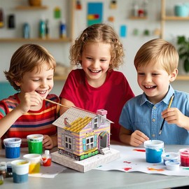 nonotree Cozy - Cardboard Playhouse for Kids - 6 x 6 x 7 inch - Coloring House Indoor - Small DIY Paper Box - Art & Craft Toy for Painting, Birthday, Party, Project, Creative Activity, Fun Gift