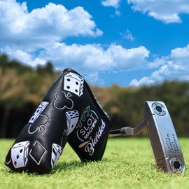 BAIRBRE Golf Club Covers Lucky 777 Blade Putter Headcover Golf Driver Covers Fairway Wood Headcover Hybrid Head Cover Blade Putter Cover Leather 3 Wood Headcovers Golf Headcovers for All Brand