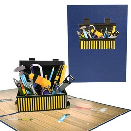 CNLITIHEKA Toolbox Pop Up Cards, Pop Up Fathers Day Cards, Father's Day Toolbox Greeting Card, Father's Birthday Card, Father's Anniversary Card for Dad Husband Boyfriend Grandpa.