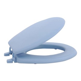 Soft Standard Vinyl Toilet Seat, Light Blue - 17 Inch Soft Vinyl Cover with Comfort Foam Cushioning - Fits All Standard Size Fixtures - Easy to Install Fantasia by Achim Home Decor