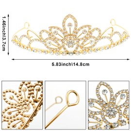 Gold Crown Tiaras, Crystal Princess Crown Headbands, Crystal Headbands for Bridal, Birthday Hair Accessories Princess Decoration, Quinceanera Crown for Wedding Party Prom