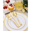 supernal 60pcs Gold Plastic Dinnerware Set Includes Gold Plastic Plates