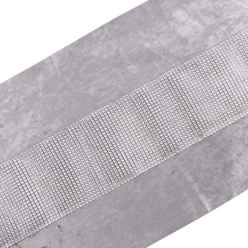 Time to Sparkle Luxury Velvet Diamante Table Runner Thick Velvet