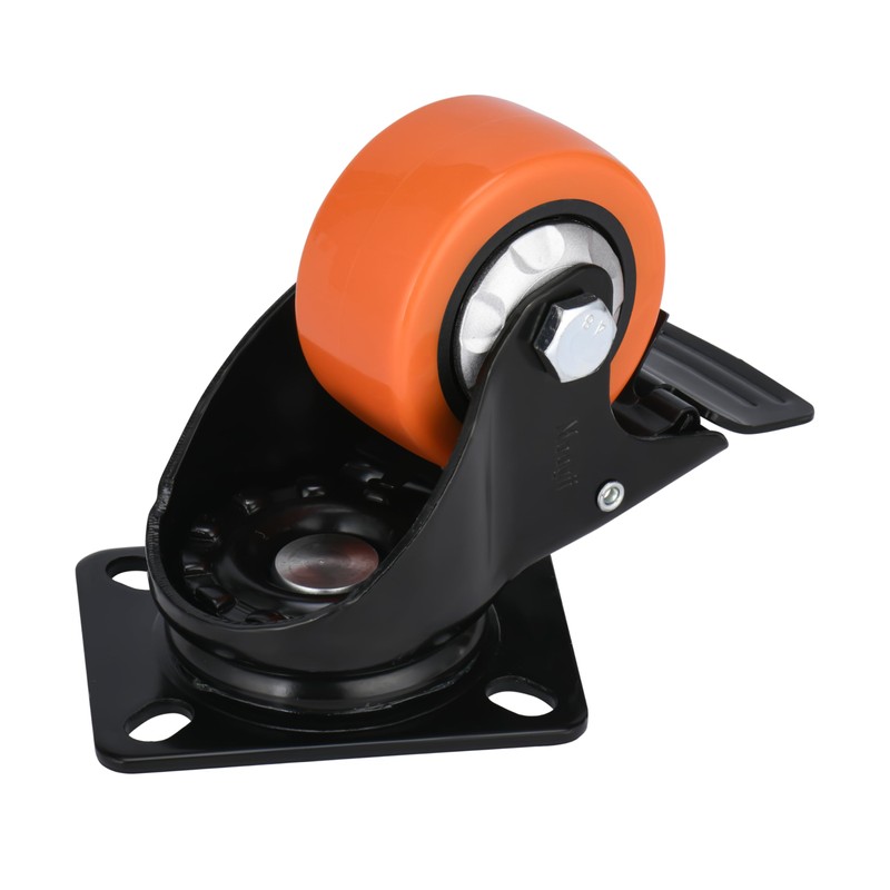 Heavy Duty Industrial Brake Caster,Load Capacity 3000lbs, No Noise Polyurethane