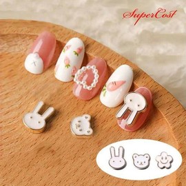 Cute Nail Art Rabbit, Teddy Bear, and Smile Charms 3-Piece Set / 네일아트 귀욤 토끼 곰돌이 스마일 파츠 3종 세트