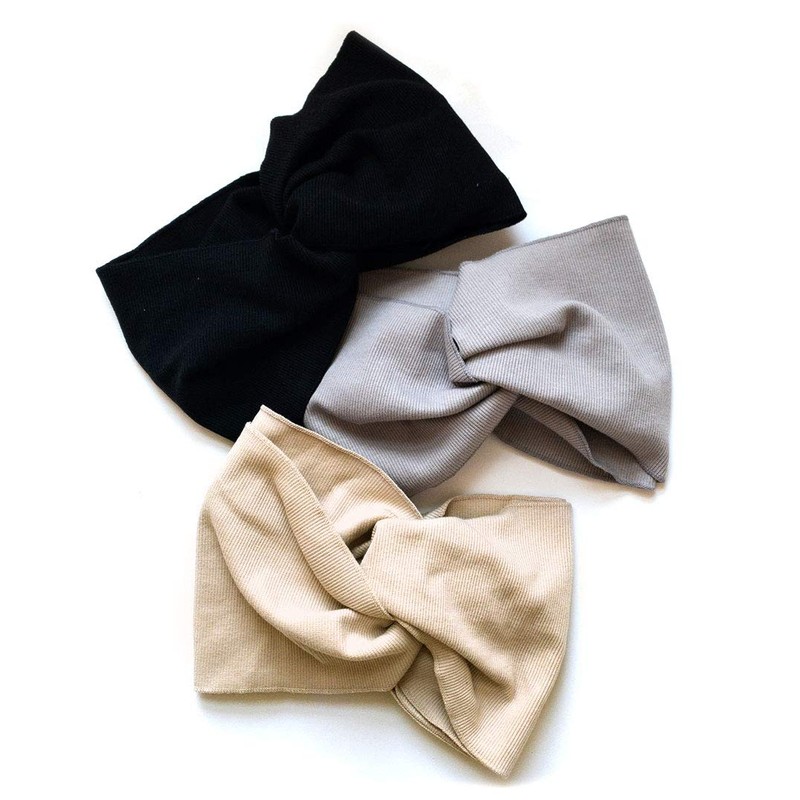 VINGTAINE HB-111-GY- Simple, Wide, Cross Hair Band, Solid, Wide, Turban