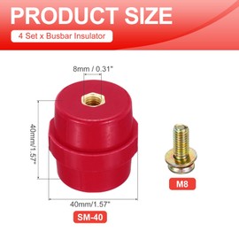 MECCANIXITY 4pcs SM-40 Busbar Insulator, Polyester Standoff Insulators, High-Strength with M8 Screws, Studs, Washers for Power Distribution Cabinet