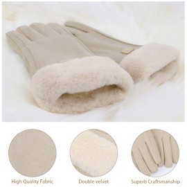 ZASFOU Women's Winter Warm Touchscreen Gloves with Fleece Lined Knitted Winter Gloves for Cold Weather, beige