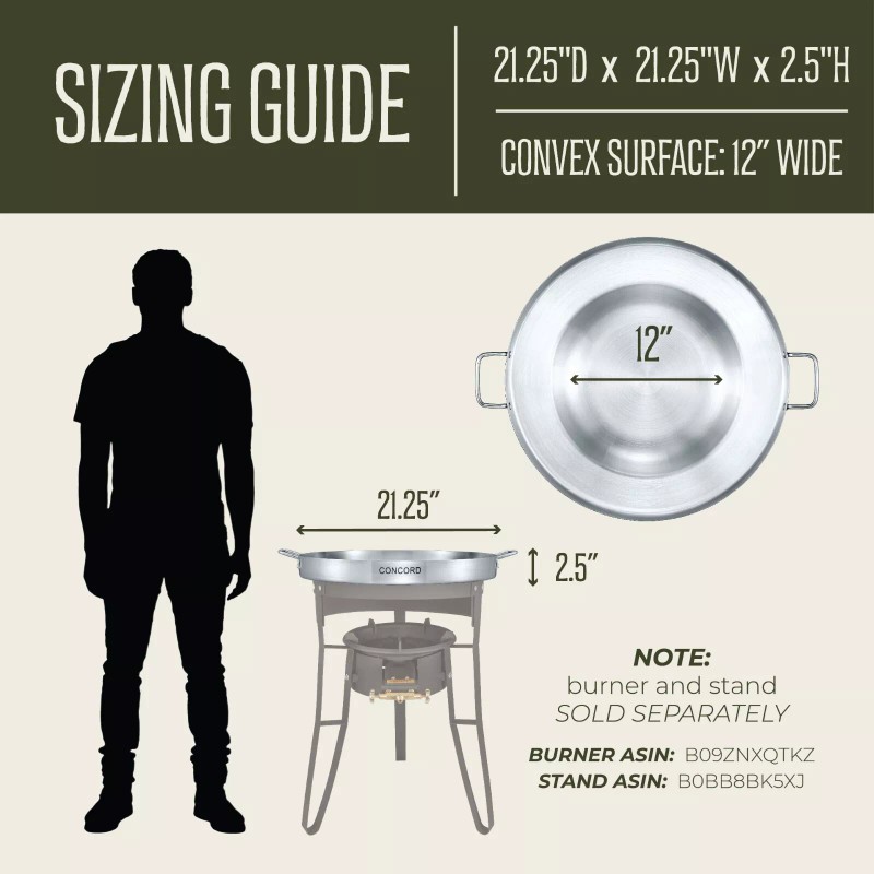 CONCORD Large Stainless Steel 21.25" Convexed Comal