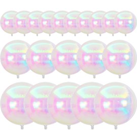 PartyWoo Globos de papel aluminio iridescentes 20 piezas de diferentes tamaños, paquete de 22, 12 y 10 pulgadas. Globos grandes redondos de papel aluminio inflables 4D con espejo. Globos de Mylar para