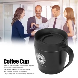 Topyond Coffee Cup 330ml Handle Portable Stainless Steel Thermal Insulation Corrosion and Rust Resistance,BPA-Free for Healthier,Vacuum Double Wall,for Travel, Gym,Office(Black)