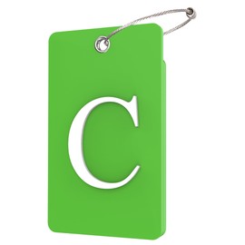 Gostwo 2 Pack Luggage Tags for Suitcases, 26 Initial Letter Travel Luggage Baggage Identification Labels ID Tag Fully Bendable Tags with Stainless Steel Loop (Green) (Letter C)