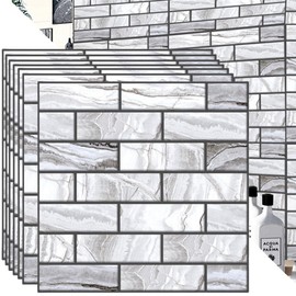 10pcs 3D Wall Panels Peel and Stick, 3D Self-Adhesive Wall Panel Waterproof 3D Wall Panels Decorative for Living Room Bedroom Kitchen, 11.81x 11.81 inch Wall Decor, 9.7.Sq.Ft.