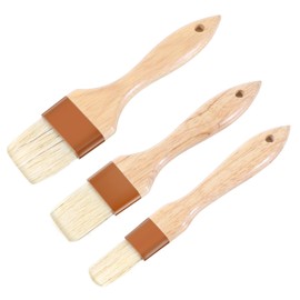 cobee 3 Pcs Pastry Brush, Basting Brush for Cooking Food High Temperature Resistant, Natural Bristle Basting Wooden Handle Butter Brush Easy Clean for Sauce, Kitchen Baking Brushes(Type 1)