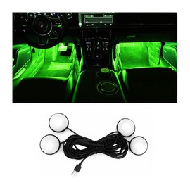 BESULEN Car Interior LED Lights, Automotive Ambient Neon Light Kit with USB Port, Car Accessories, Gifts for Men and Women, 4 in 1 Decoration Lights for Car, Garden, Home, Party（Green）