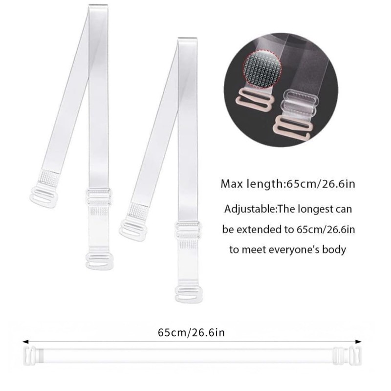 Clear Bra Straps, 4-Pairs Invisible Adjustable Shoulder Strap, Non-Slip Max