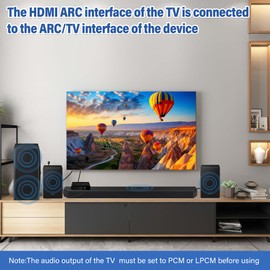 Wilxisum HDMI Arc Audio Extractor, ARC to RCA+Optical+3.5mm+Coaxial Converter/Adapter, RCA,3.5mm Output Volume Adjustable(cec), Suitable for Connecting TV to Sound Systems