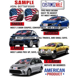 Maizi Windshield Cover for Sun Pack of 2 Universal Fit Windshield Covers for Sun Fits Most Crossover, Compact Car, Pickup, Van Design for Honoring Our Heroes Car Windshield Sunshade - United in Grat