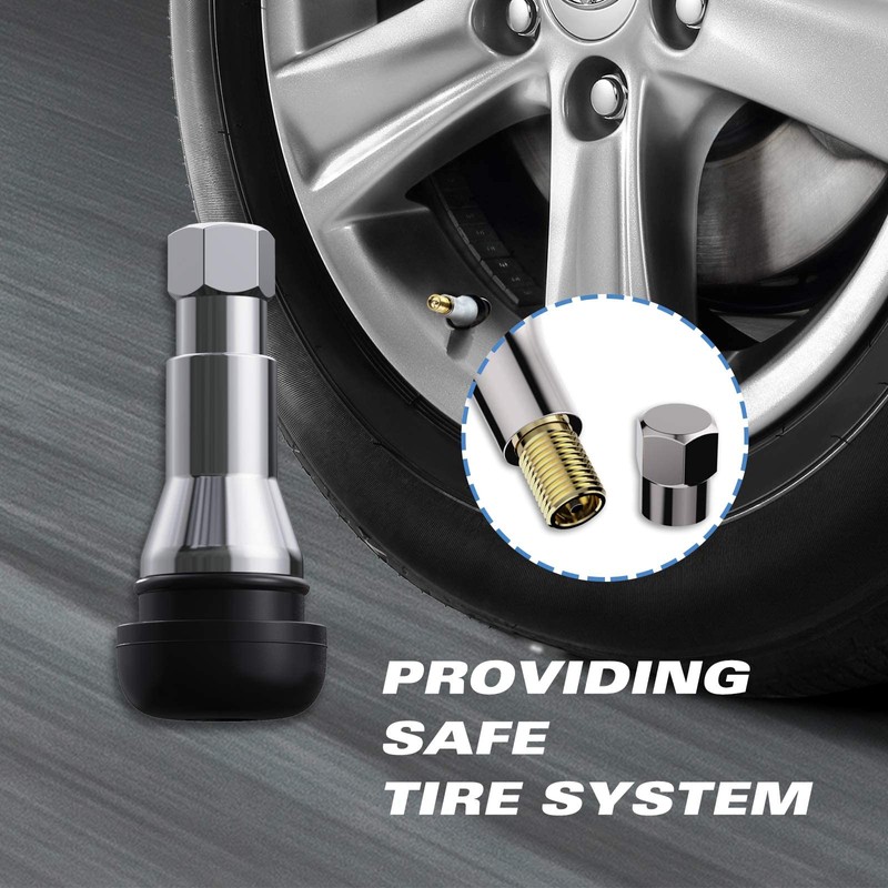 CKAuto TR413AC Chrome Rubber Snap-in Tire Valve Stems (5 Pack)