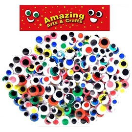 200 wiggle wiggly googly eyes assorted types and sizes 10mm 12mm 15mm