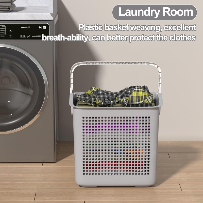 40 L Easy to Carry Plastic Laundry Hamper, 4-Pack Dirty