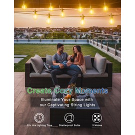 Zuske Solar String Lights Outdoor Waterproof 100FT with USB Port and 52 Shatterproof G40 Bulbs(2 Spare), LED Solar Powered Patio Lights for Outside, Porch, Backyard, Gazebo, Garden(Warm White)