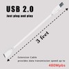 White USB Extension Cable 3ft 5 Pack Bulk, USB A