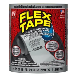 Cinta Impermeable Flex Tape 4" x 5' Goma Flexible Gris Para Reparaciones