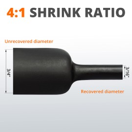 Wirefy 3/4" Heat Shrink Tubing - Large Diameter - 4:1 Ratio - Adhesive Lined - Industrial Heat-Shrink Tubing - 50 Feet Roll - Black