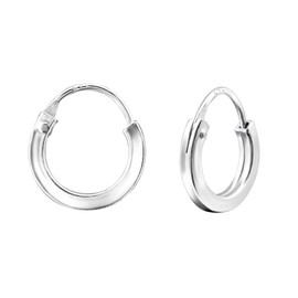 Plain Hoop Earrings - 925 Sterling Silver (1cm) Tiny