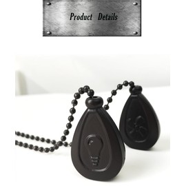 OMYZERO 2Pcs Ceiling Fan Pull Chain Set, 12Inches Decorative Fan Pull Chain Pendant Extension, Lighting & Fan Beaded Ball Chain Extender with Connector(Black)