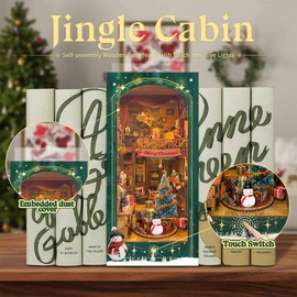 Fifijoy Miniature Book Nook Kit Christmas Book Nooks for Adults, Christmas Tiny House Book Nook Winter Christmas Kit, DIY 3D Puzzle Christmas House (Jingle Cabin)