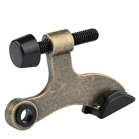 HOMOTEK 8 Pack Hinge Pin Antique Brass Door Stopper,Adjustable Deluxe Heavy Duty Door Stopper 2-1/2"x1-3/4”,with Black Rubber Bumper Tips