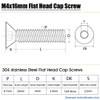 100 Pieces M4x16 Silver Countersunk Screws Stainless Steel Hex Metric