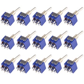 Set of 15 Mini Micro Toggle Switch, 3 Pin 2 Po, 3 Pin, 3 Po, 6 Pin 2 Po, 6 Pin 3 Po, Knob Switch, 6A, 125V, AC Toggle Switch, Applicable to a Variety of Electronic Products, Measuring Instruments,