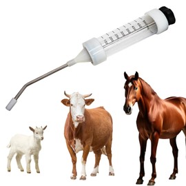 MinrzPet 500ML Livestock Syringe with Silicone-Tipped Stainless Steel Nozzle, Large Capacity Veterinary Drench Gun for Feeding & Medicating Pig, Goat, Cow, Sheep, Horse