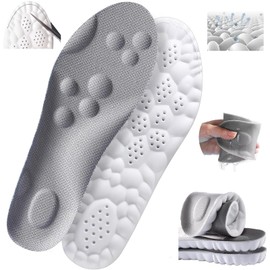 4D Cloud Insole for Men, Cloud Soles for Women, Super Soft Comfort Insoles, U-Shape Memory Foam Insoles, 4D Technology Steppers Insoles Men (Gray, Men5-6/Women6-7)