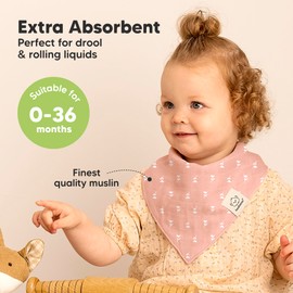 8-Pack Muslin Bibs for Baby Girls, Baby Boys - Muslin Baby Bibs for Drooling and Teething, Bandana Bibs for Baby Girl Bibs, Baby Bibs for Boys, Baby Drool Bibs, Toddler Bibs, Newborn Bibs (Wild Bloom)