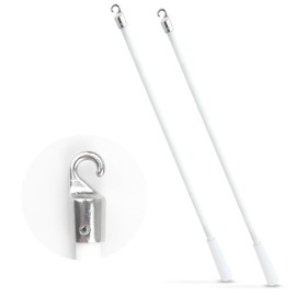 17 inch White Fiberglass Blinds Stick Replacement with Metal Hook, Vertical Blind Wand, Blind Curtain Opener, Window Blind Tilt Wand Control, Open Blind Rods/Wands Replacement Part, 2 Piece